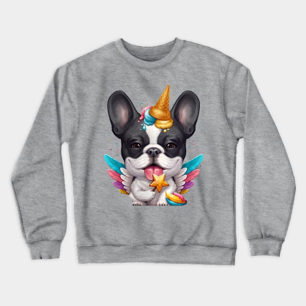 Brindle Pied French Bulldog Ice Cream Unicorn Crewneck Sweatshirt by stonemask